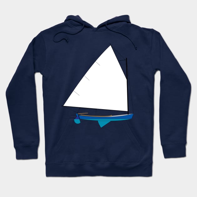 Cotuit Skiff Sailboat - Blue Hoodie by CHBB